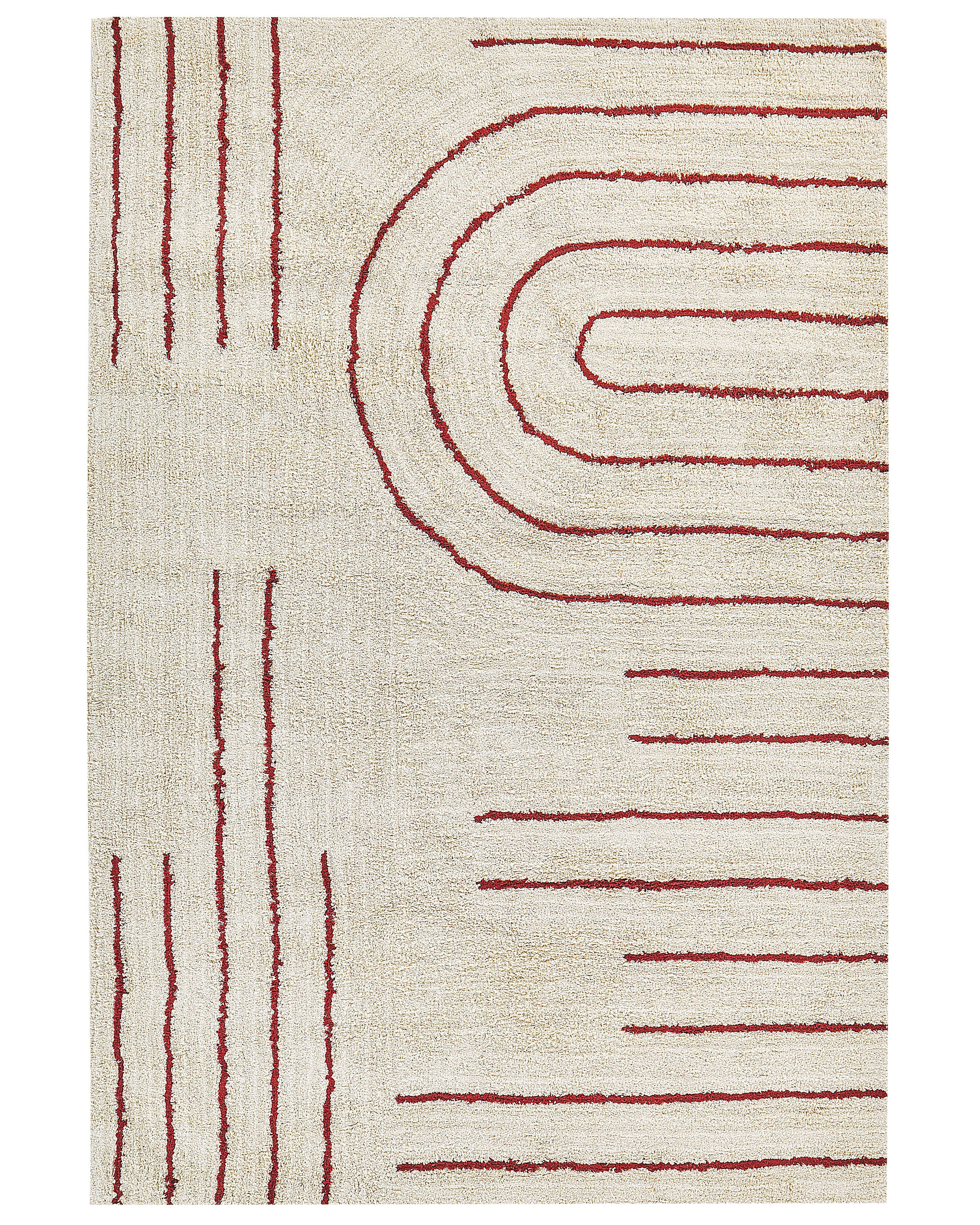 Teppich Baumwolle 160 x 230 cm beige / rot Streifenmuster Kurzflor TIRUPATI_816818