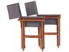 Set of 2 Acacia Folding Chairs Dark Wood with Grey CINE_810212