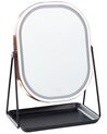 Miroir de maquillage avec LED 20 x 22 cm rose doré DORDOGNE_848345