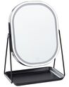 Espejo de maquillaje LED de metal plateado/negro 20 x 32 cm DORDOGNE_848329