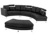 7-Sitzer Sofa Leder schwarz halbrund mit Ottomane ROTUNDE_239195
