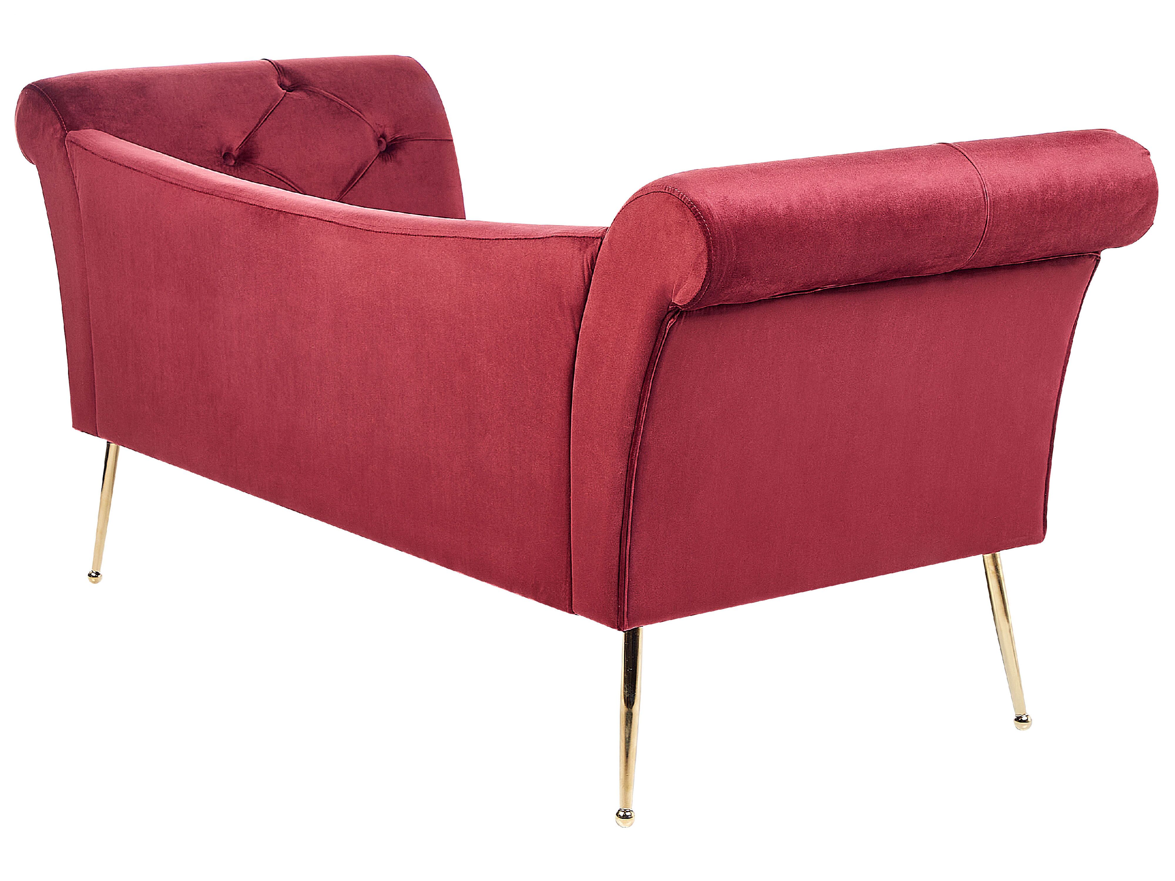Velvet Chaise Lounge Dark Red NANTILLY Beliani.co.uk