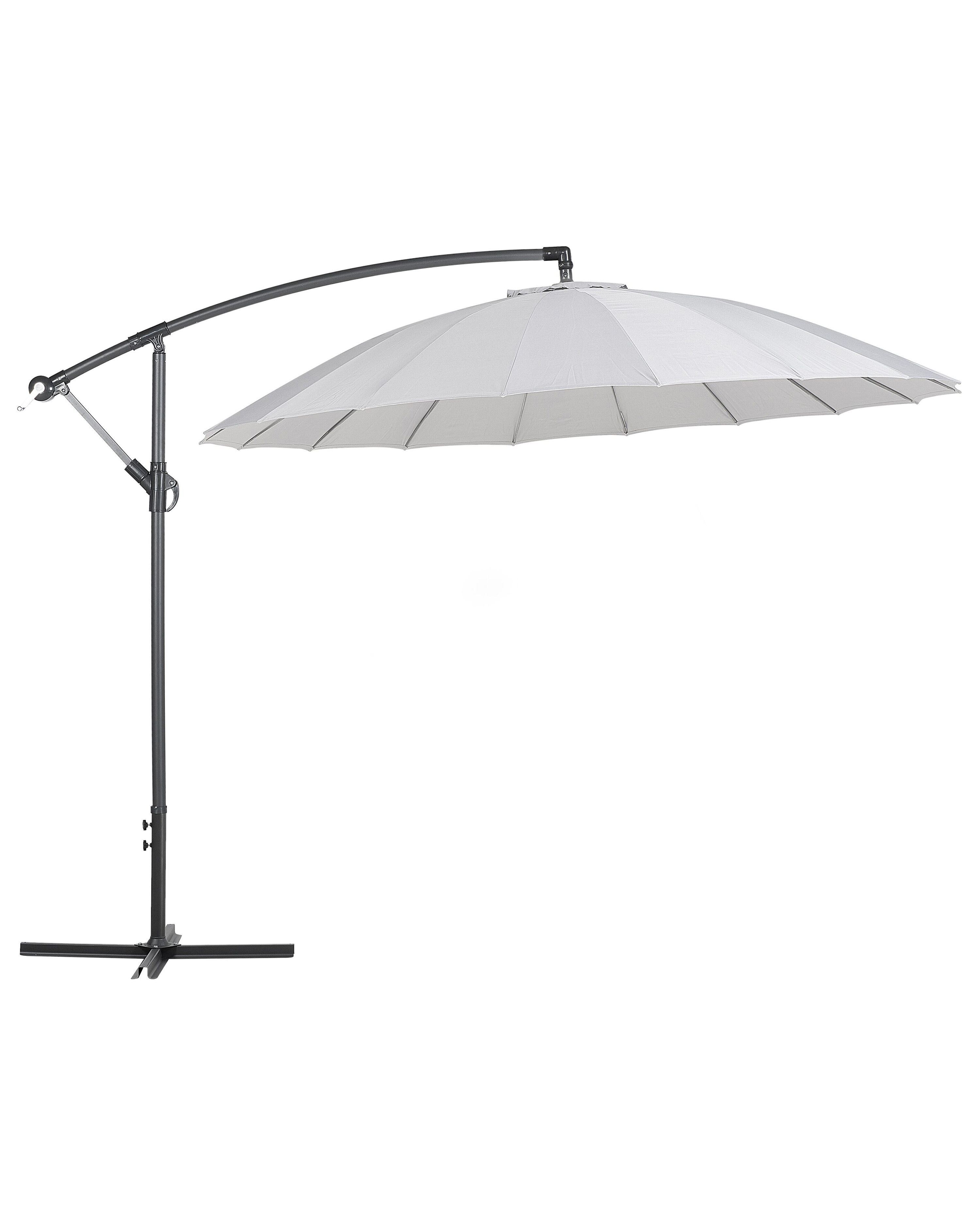 Cantilever Garden Parasol 2 68 M Light Grey CALABRIA II Beliani co uk cantilever-garden-parasol-2-68-m-light-grey-calabria-ii-beliani-co-uk