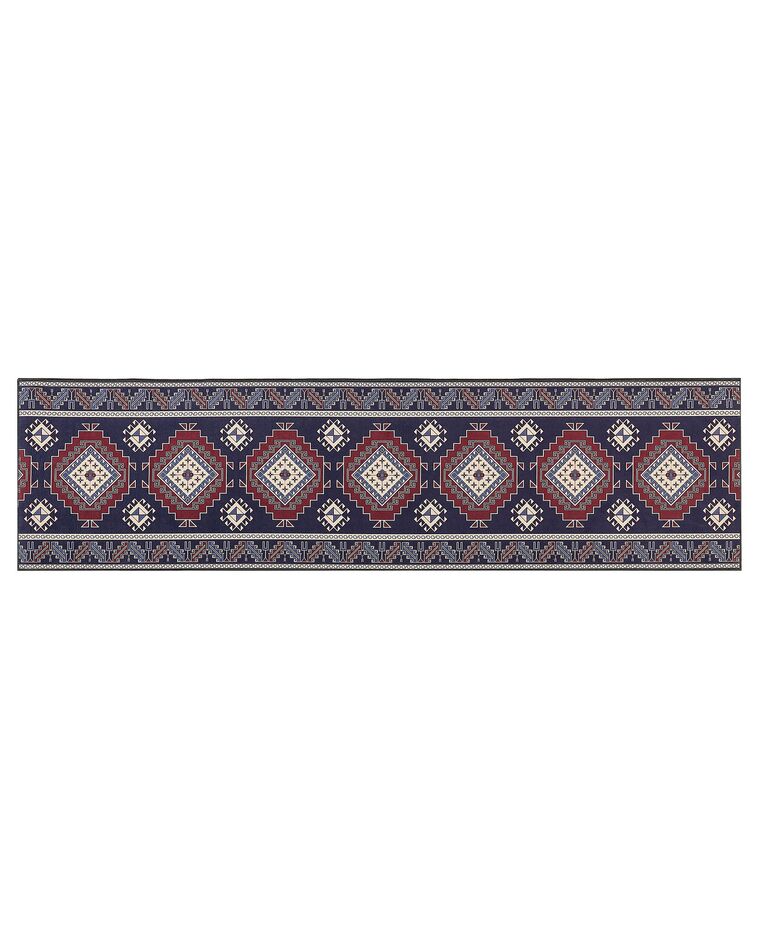 Runner Rug 80 x 300 cm Blue and Red KANGAL_886704