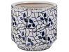 Vaso de cerâmica grés branca e azul marinho 15 cm MYOS_810768