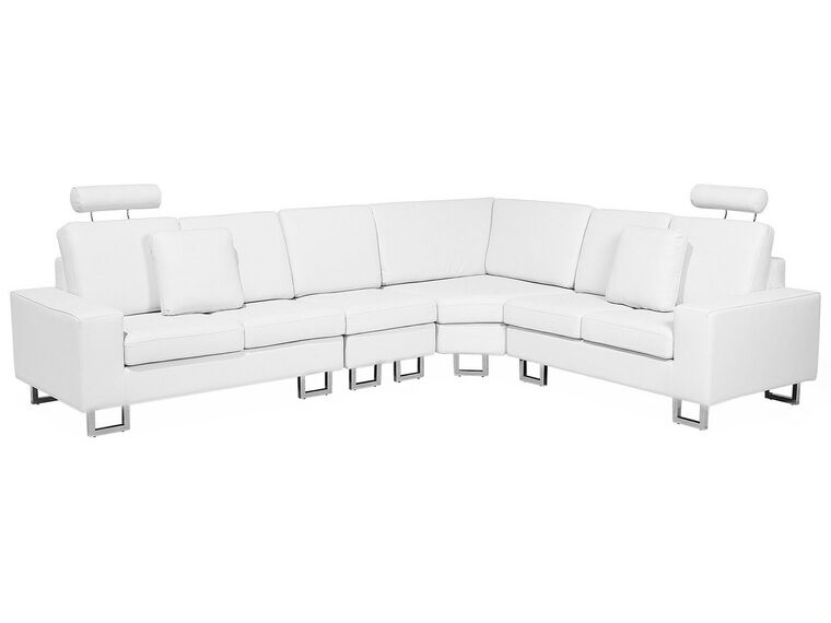 Canapé angle à gauche 6 places en cuir blanc STOCKHOLM_707206