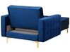 Chaise-longue reclinável em veludo azul marinho ABERDEEN_737788