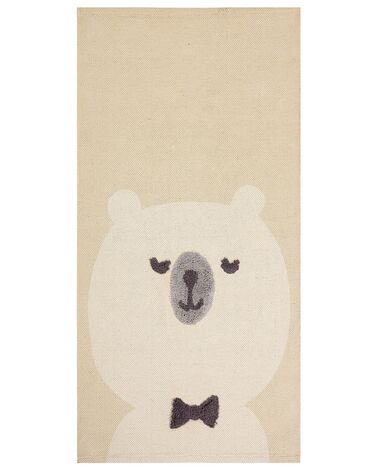 Tapis enfant imprimé ours en coton 80 x 150 cm beige SIMAU