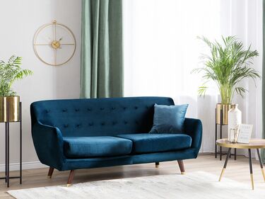 3-seters sofa fløyel mørkeblå BODO
