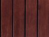 Banc de jardin en bois d'acacia ton acajou et coussin d'assise rouge 120 cm avec rangement SOVANA_884003