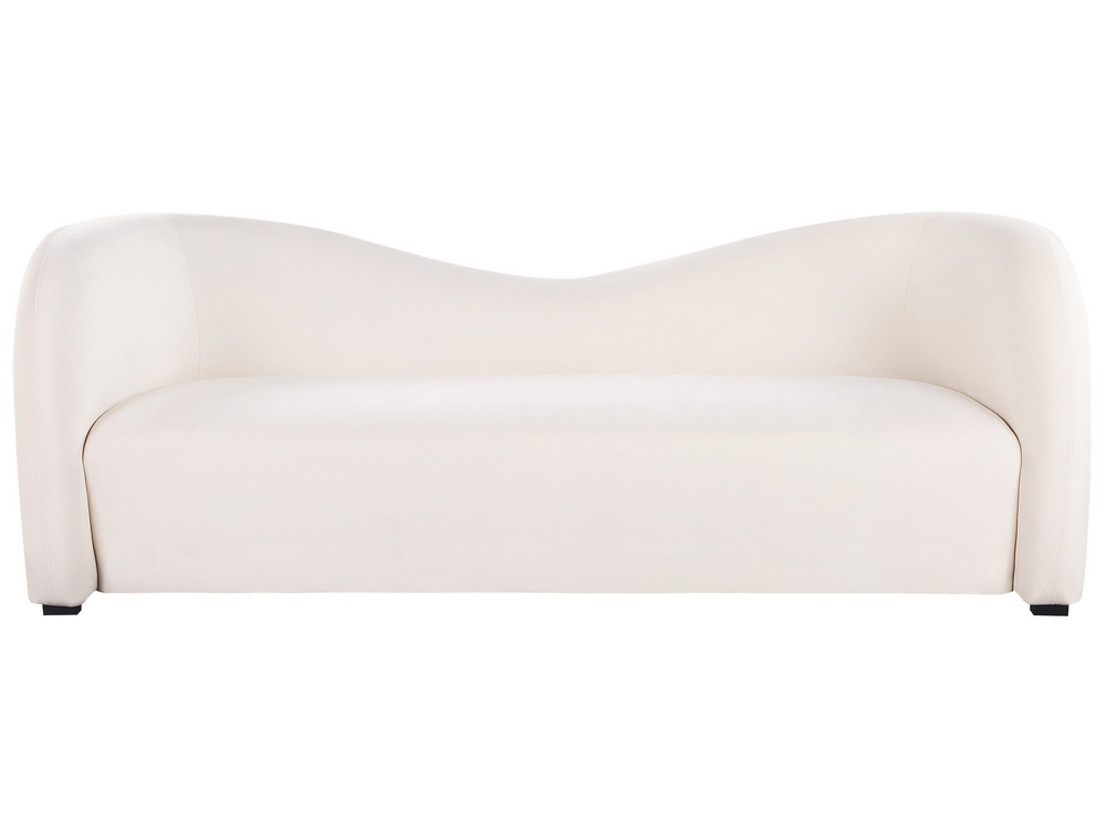 Curved Velvet Sofa White Veltada