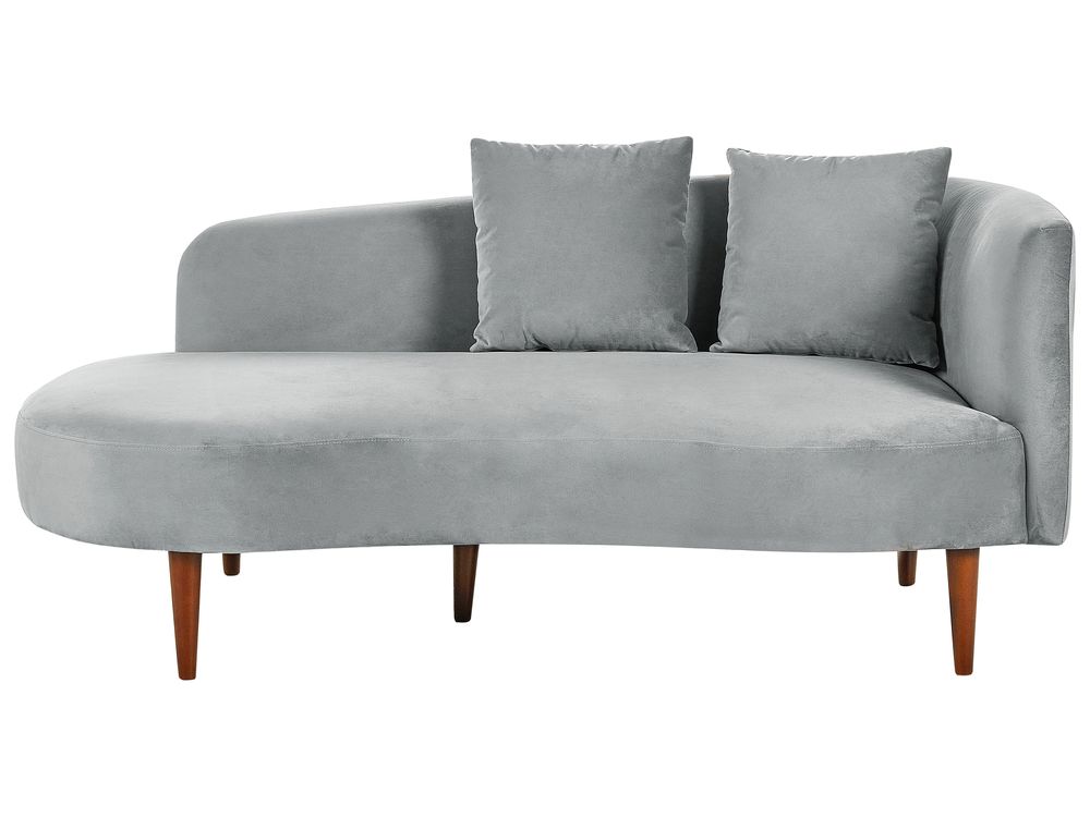 Right Hand Velvet Chaise Lounge Light Grey CHAUMONT Beliani.pl