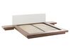 EU King Size Bed with LED and Bedside Tables Dark Wood ZEN_751708