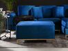 Left Hand Velvet Corner Sofa with Ottoman Navy Blue OSLO_751044