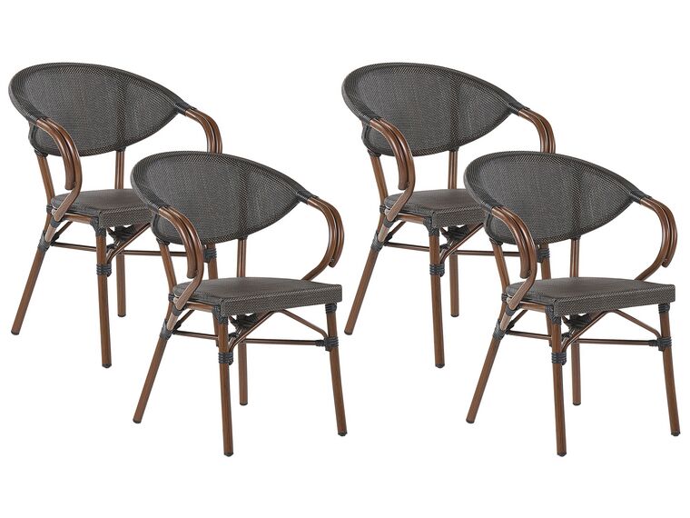 Set of 4 Garden Chairs Dark Wood and Grey CASPRI_799030