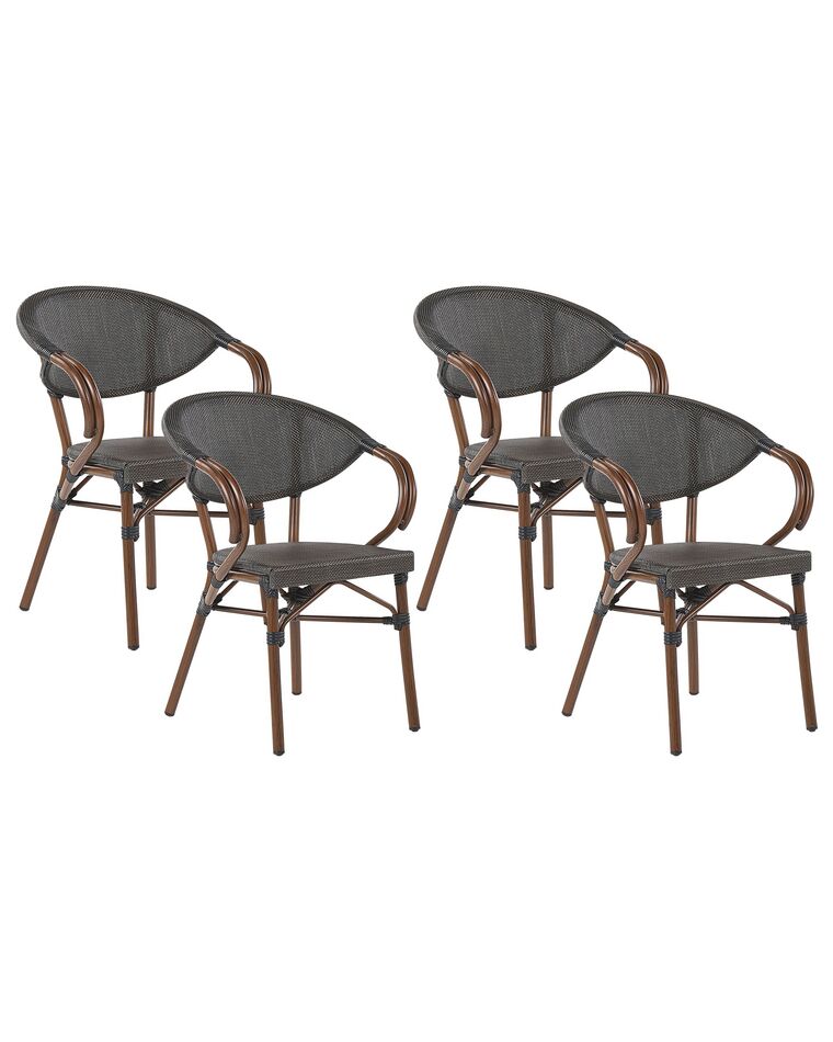 Set of 4 Garden Chairs Dark Wood and Grey CASPRI_799030
