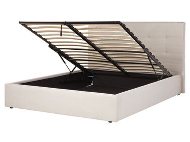Łóżko z pojemnikiem tapicerowane 160 x 200 cm beżowe LORIENT