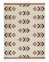 Kelim Teppich Baumwolle beige / schwarz 200 x 300 cm geometrisches Muster Kurzflor NIAVAN_869970
