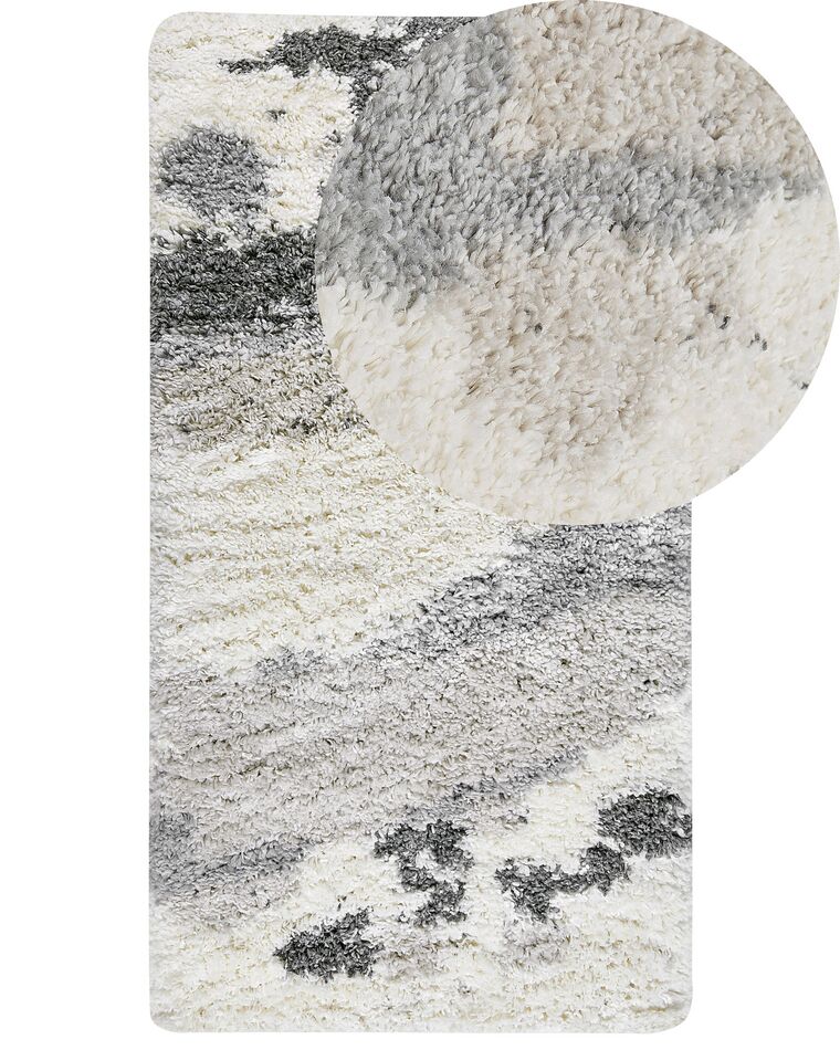 Teppich weiß / grau 80 x 150 cm Shaggy Langflor GORIS _854458