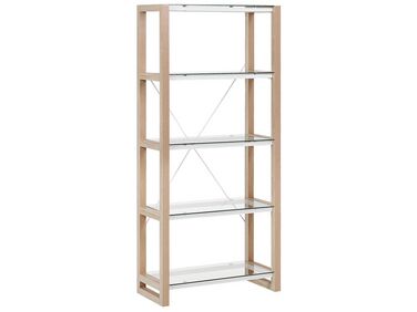 4 Tier Bookcase White and Light Wood JENKS