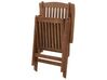 Conjunto 2 cadeiras de jardim em madeira escura de acácia com almofadas azuis AMANTEA_880287
