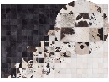 Kožený koberec 160 x 230 cm čierna/biela KEMAH