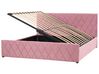 Dubbelsäng i sammet med förvaring 180 x 200 cm rosa ROCHEFORT_857448