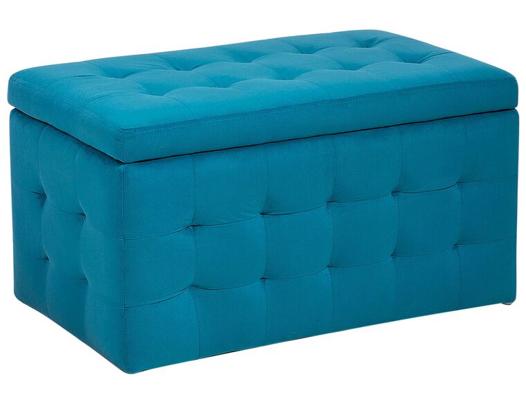 Velvet Fabric Storage Ottoman Sea Blue MICHIGAN_685073