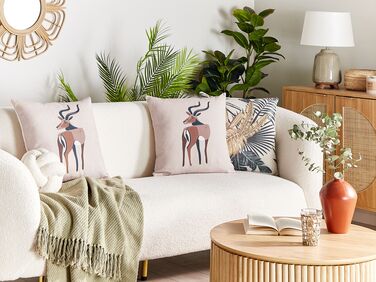 Set of 2 Decorative Pillows Antelope Motif 45 x 45 cm Beige ABAL
