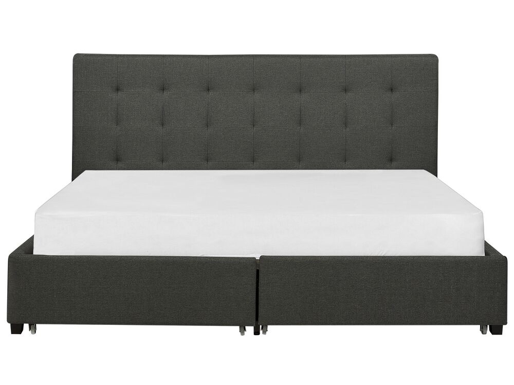 Cama tapizada con almacenaje gris oscuro 180x200 cm LA ROCHELLE