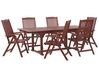 Zahradní souprava, dřevěný stůl a 6 židlí s modrými polštáři TOSCANA_788310