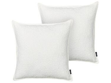 Conjunto de 2 almofadas decorativas em tecido teddy branco creme 45 x 45 cm SENECIA