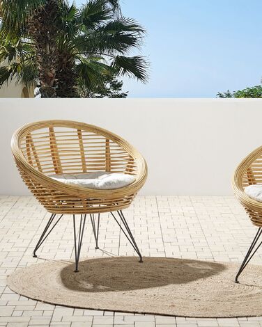 Set of 2 Rattan Chairs Natural MARATEA