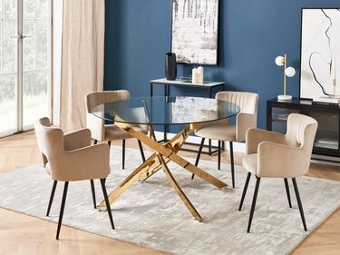 Glass Top Round Dining Table ⌀ 120 cm Gold MARAMO