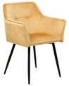 Conjunto de 2 sillas de comedor de terciopelo amarillo mostaza/negro JASMIN_859397