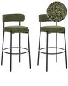 Conjunto de 2 sillas de bar de bouclé verde oscuro ALLISON_913889