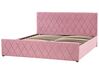 Zamatová posteľ s úložným priestorom 180 x 200 cm ružová ROCHEFORT_857449