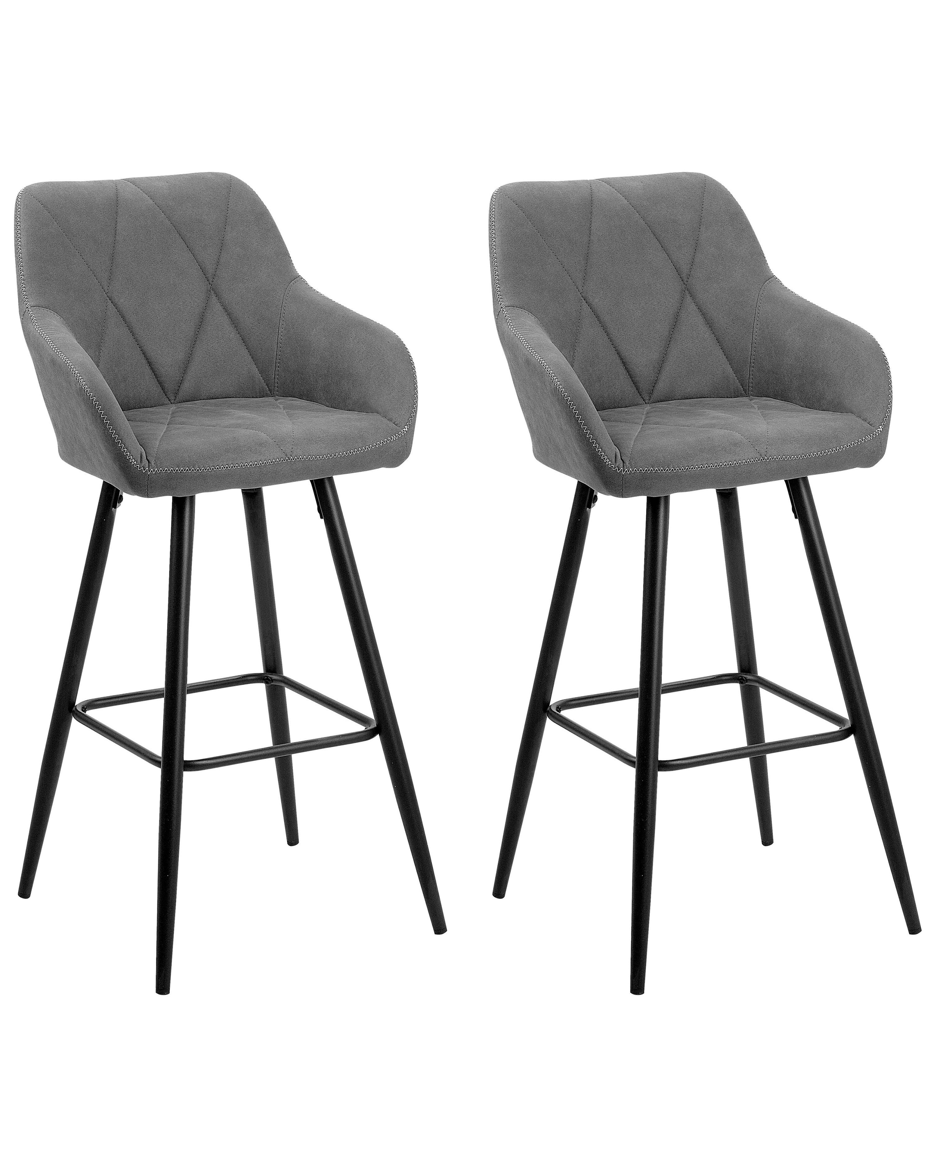 Conjunto de 2 sillas de bar de poliéster gris/negro DARIEN_724490