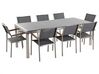 Nyolcszemélyes szürke gránit étkezőasztal szürke textilén székekkel GROSSETO_378069