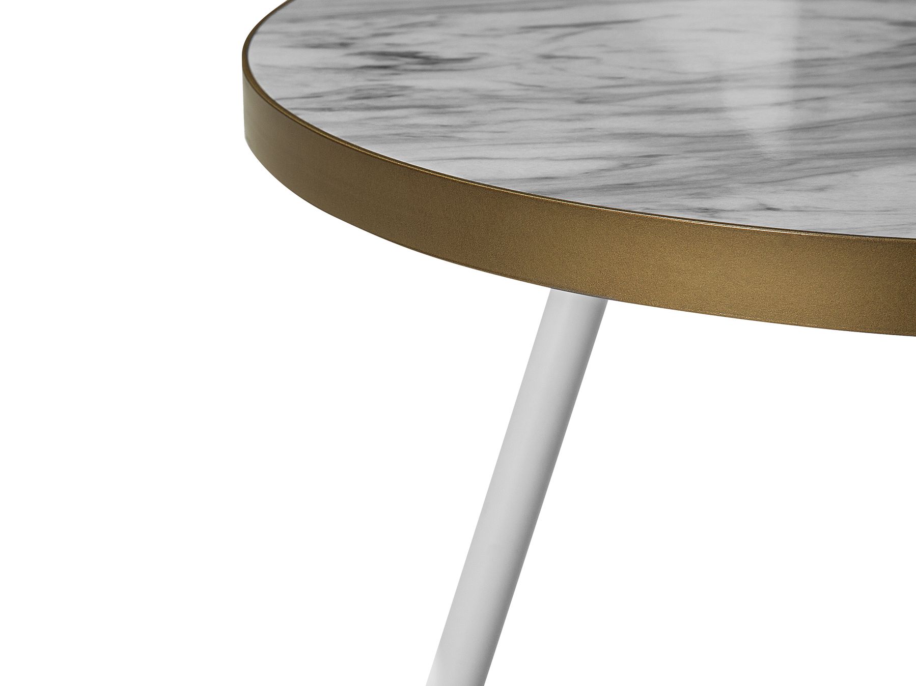 Couchtisch weiss / gold Marmor Optik rund Ø61 cm RAMONA ...