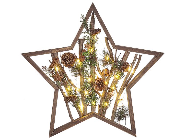 Weihnachtsdeko LED Kiefernholz dunkelbraun Sternform 46 cm DOKKA_832518