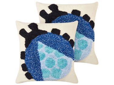 2 Cotton Cushions with Ladybird Motif 45 x 45 cm Multicolour LADYBIRD 