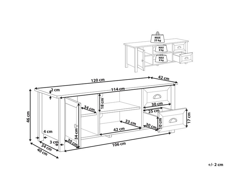 TV Stand Light Grey HONOLULU Beliani.co.uk
