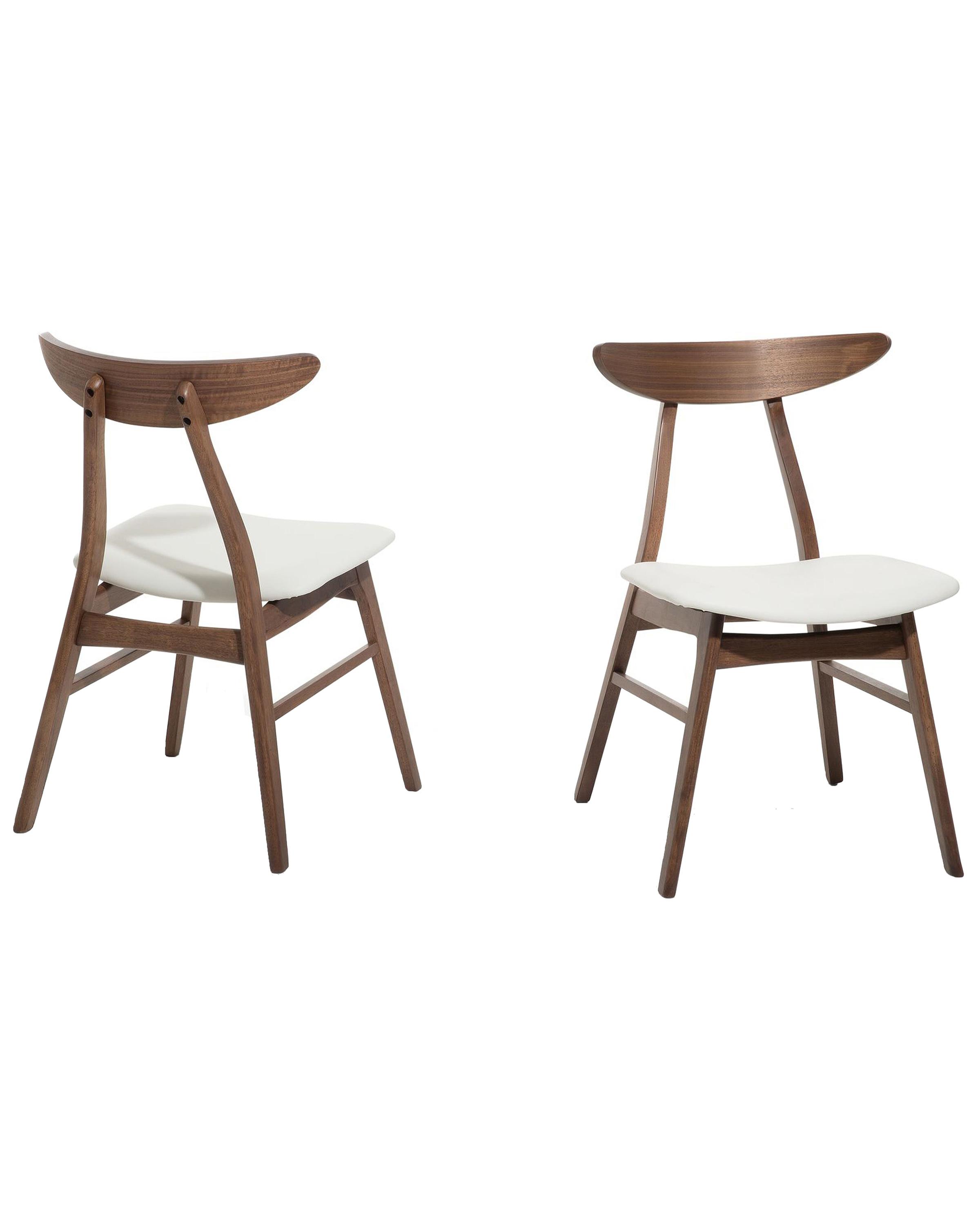 Set of 2 Wooden Dining Chairs Faux Leather White LYNN Beliani.co.uk