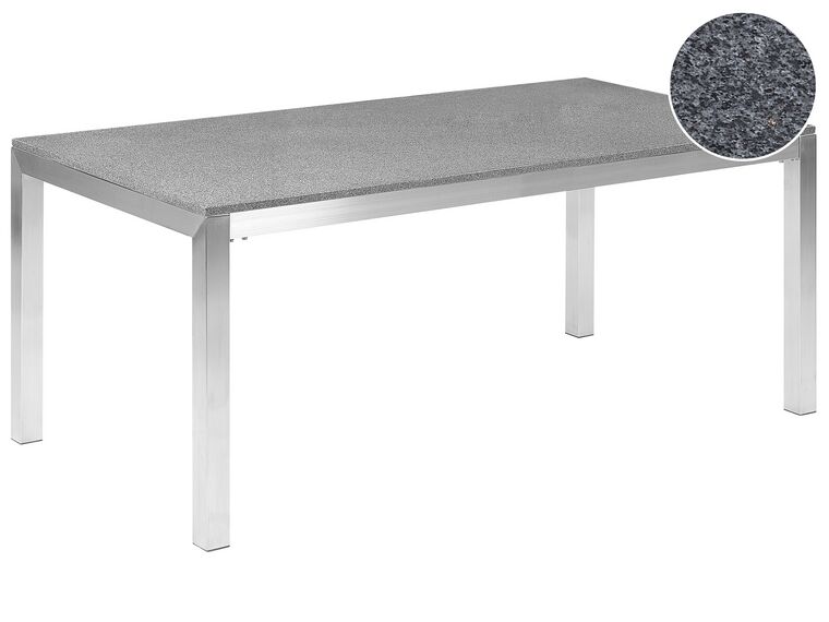 Mesa de comedor de metal/granito gris oscuro/plateado 180 x 90 cm GROSSETO_448930