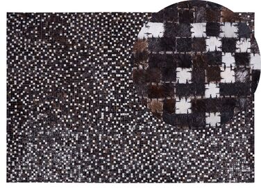Teppich Kuhfell braun / silber 140 x 200 cm geometrisches Muster Kurzflor AKKESE