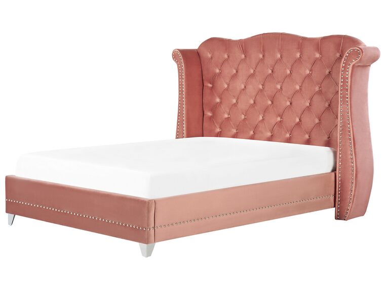 Łóżko welurowe 180 x 200 cm różowe AYETTE_832186