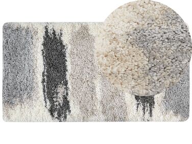 Teppich weiss / grau 80 x 150 cm abstarktes Muster Shaggy MARTUNI