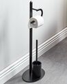 Porte papier-toilette sur pied avec brosse en métal noir SARTO_821968