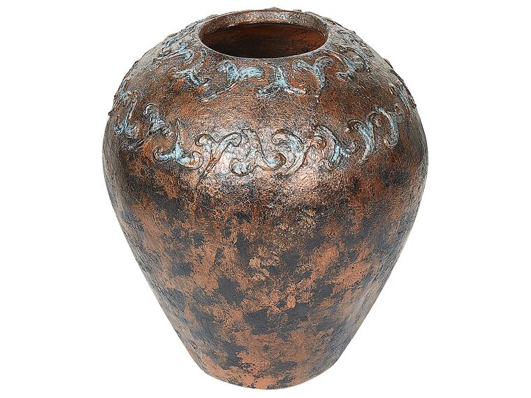 Terracotta dekorativ vase 33 cm Kobber med blå NIDA_735654